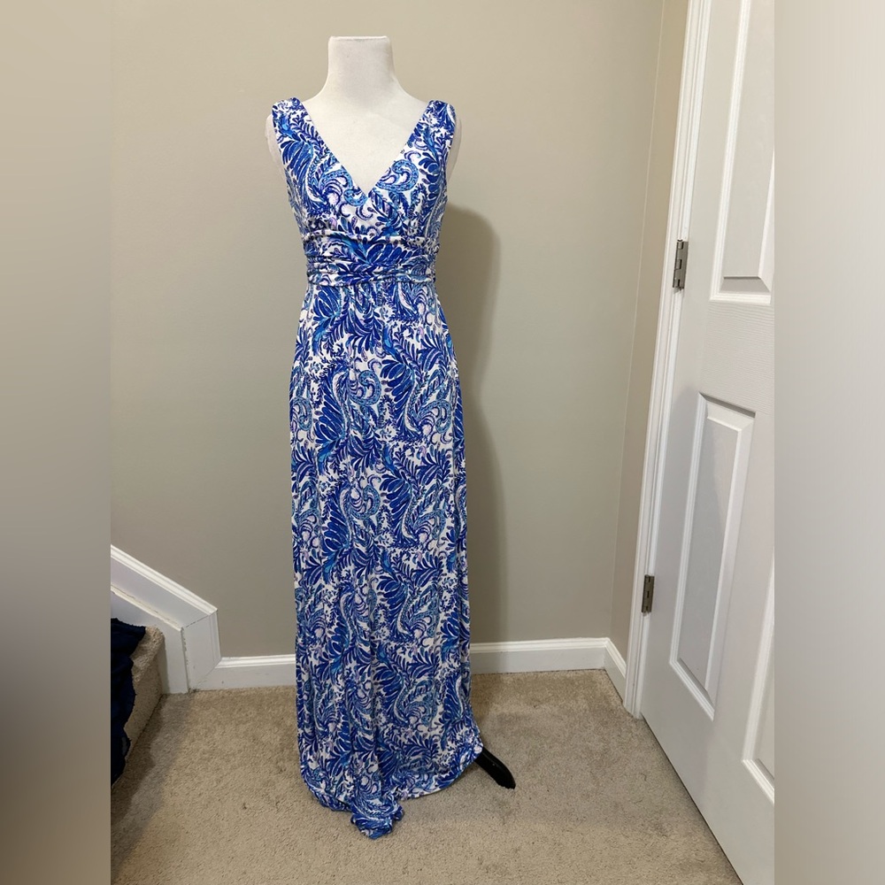 Lilly Pulitzer Blue and White Maxi Dress
